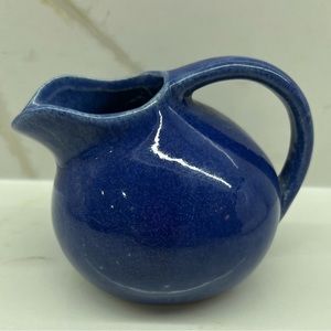 Vintage USA Pottery MCM Vintage Cobalt Blue Miniature Tilt Pitcher